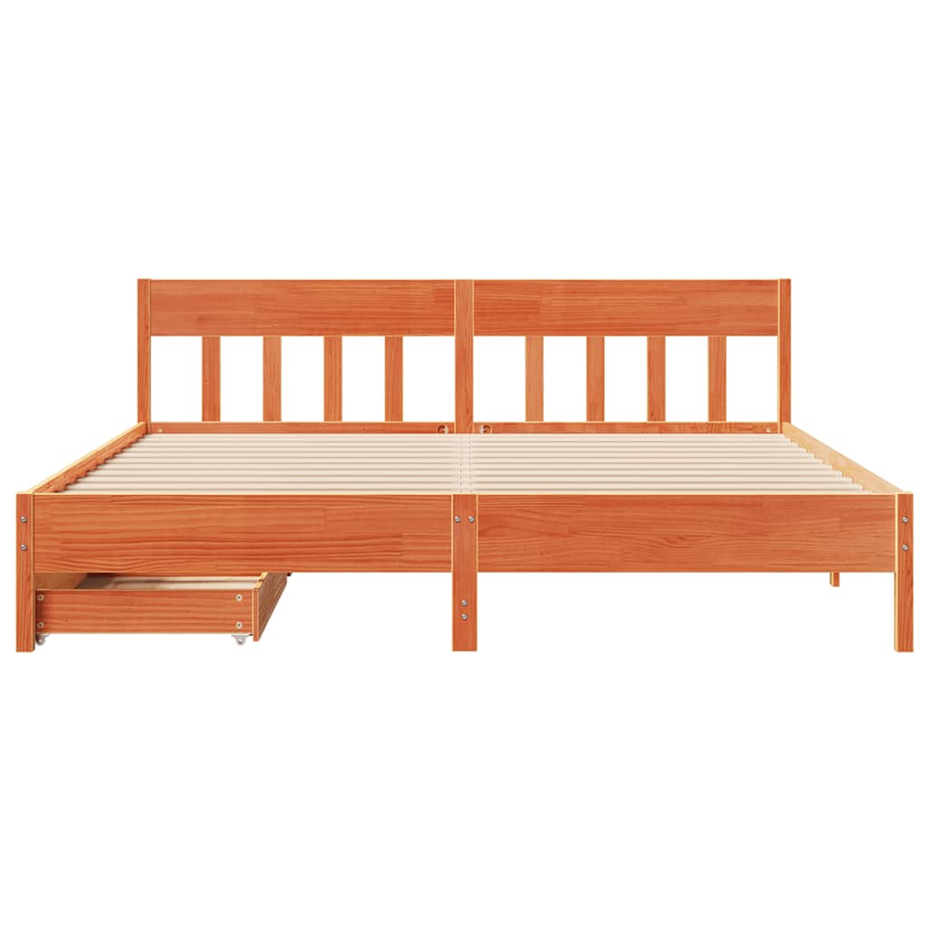 Bed Frame Without Mattress Small Single Solid Wood Pine Natural Wax Brown White