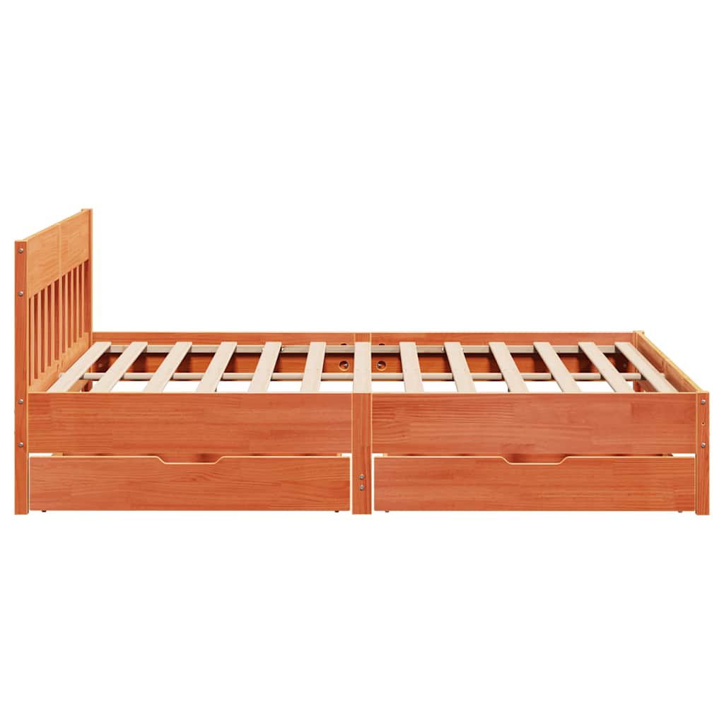 Bed Frame Without Mattress Small Single Solid Wood Pine Natural Wax Brown White