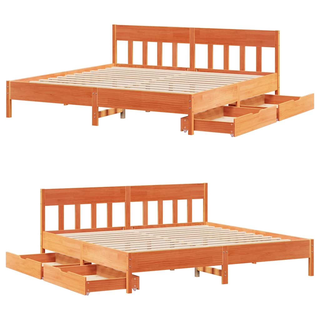 Bed Frame Without Mattress Small Single Solid Wood Pine Natural Wax Brown White
