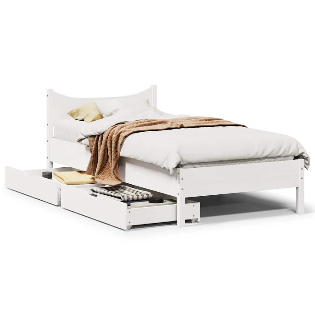 Bed Frame With Drawers Double Solid Wood Pine