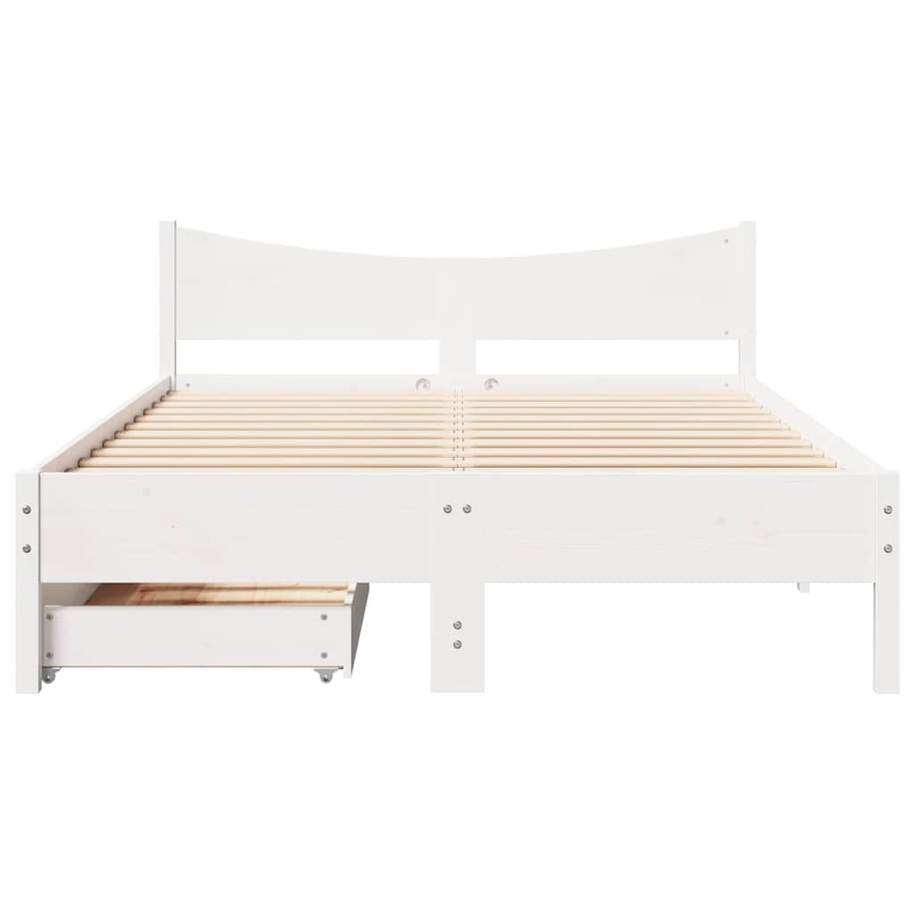 Bed Frame With Drawers Double Solid Wood Pine