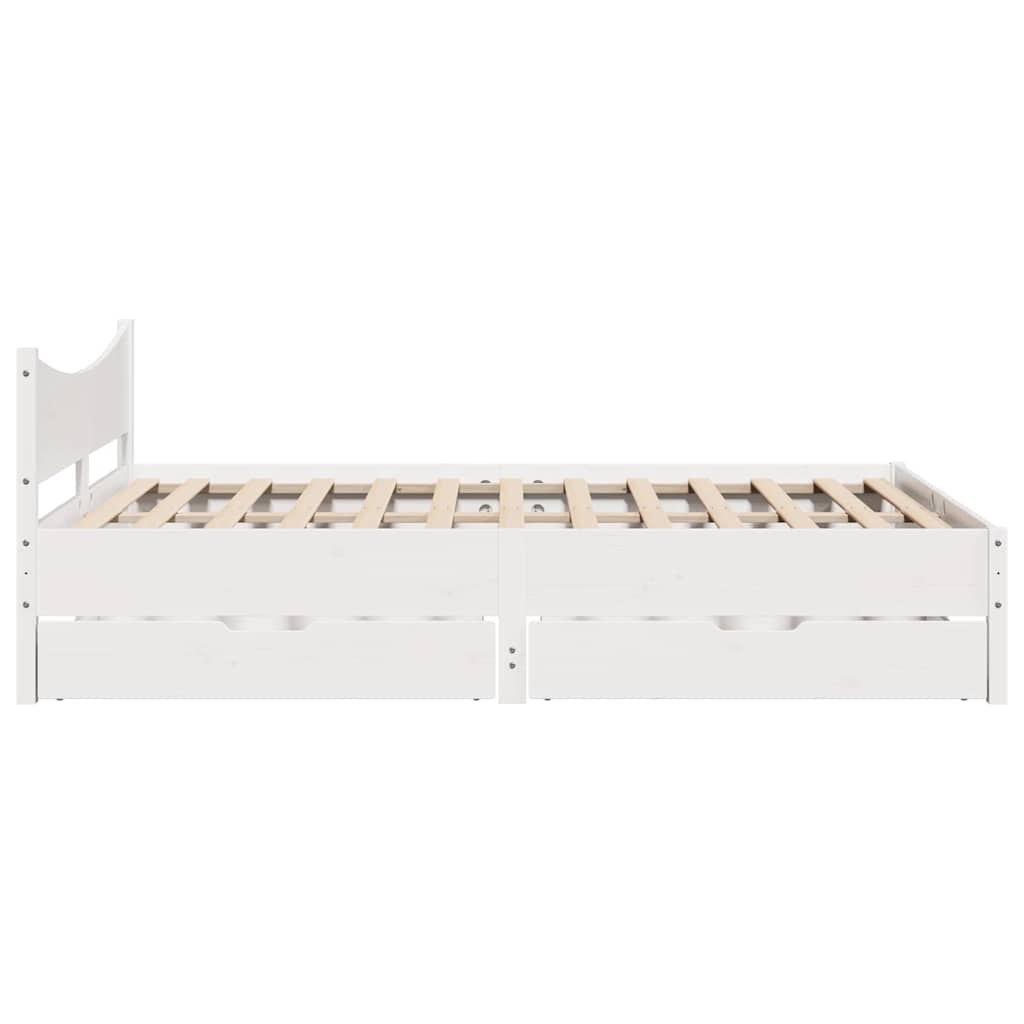 Bed Frame With Drawers Double Solid Wood Pine