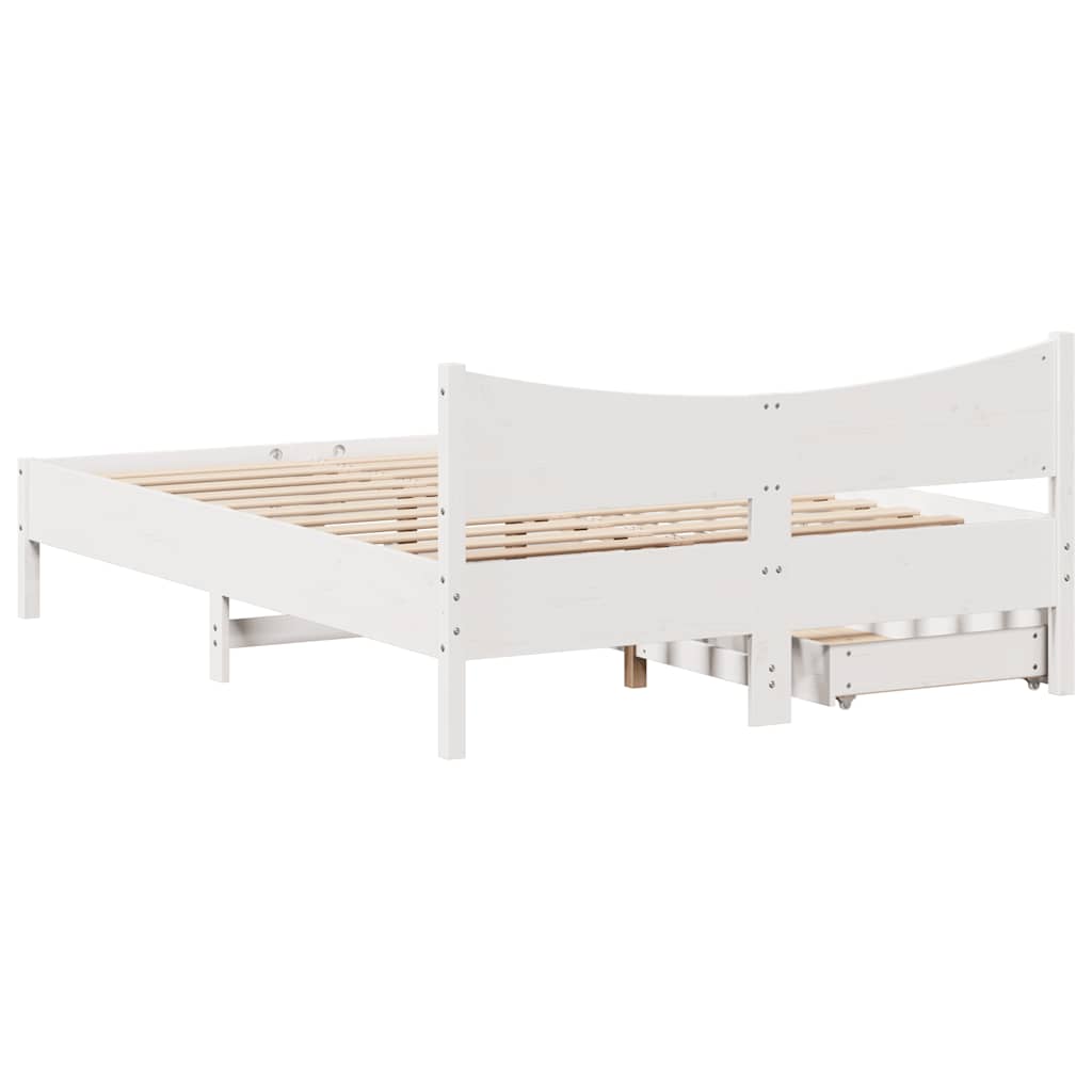 Bed Frame With Drawers Double Solid Wood Pine