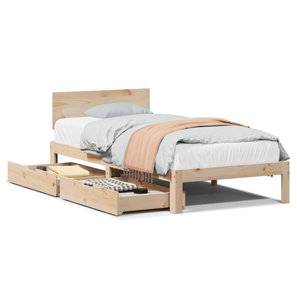 Bed Frame With Drawers Without Mattress 90X190 Cm Single