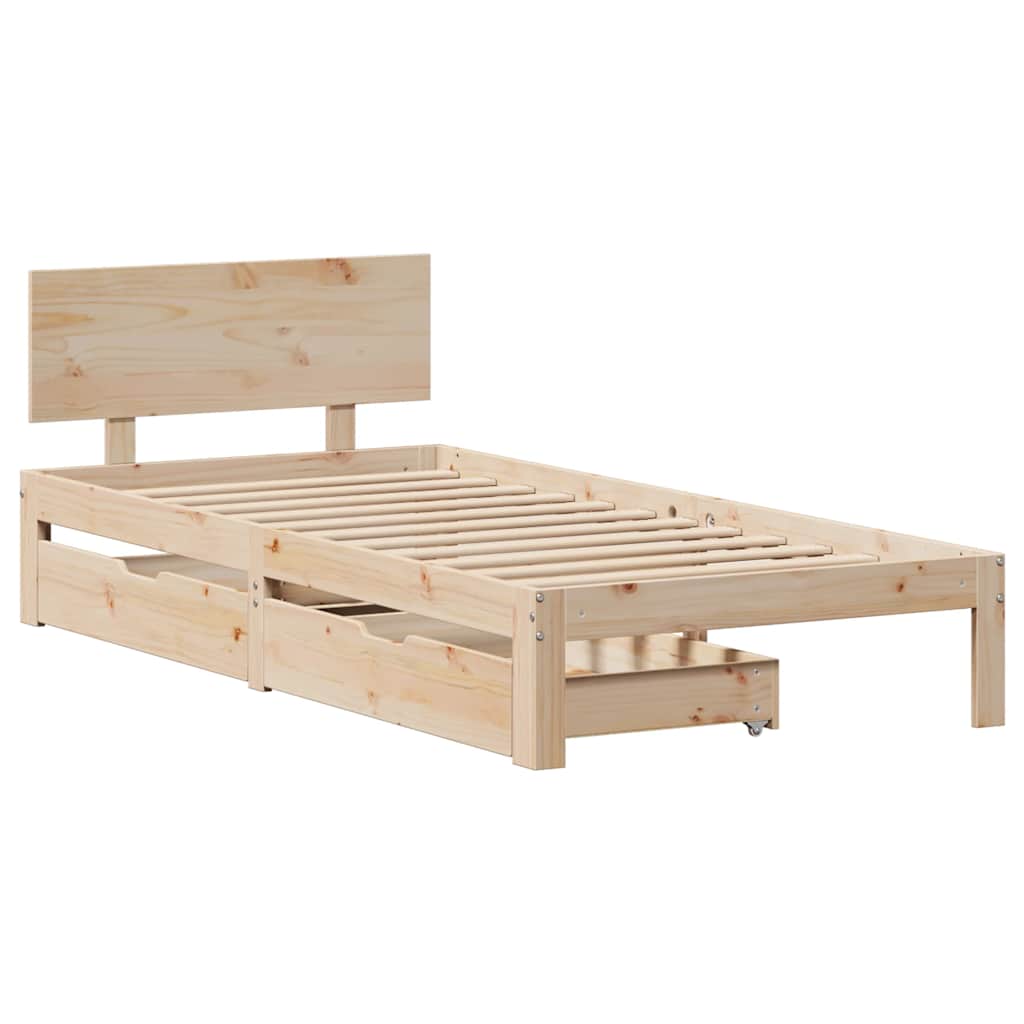 Bed Frame With Drawers Without Mattress 90X190 Cm Single