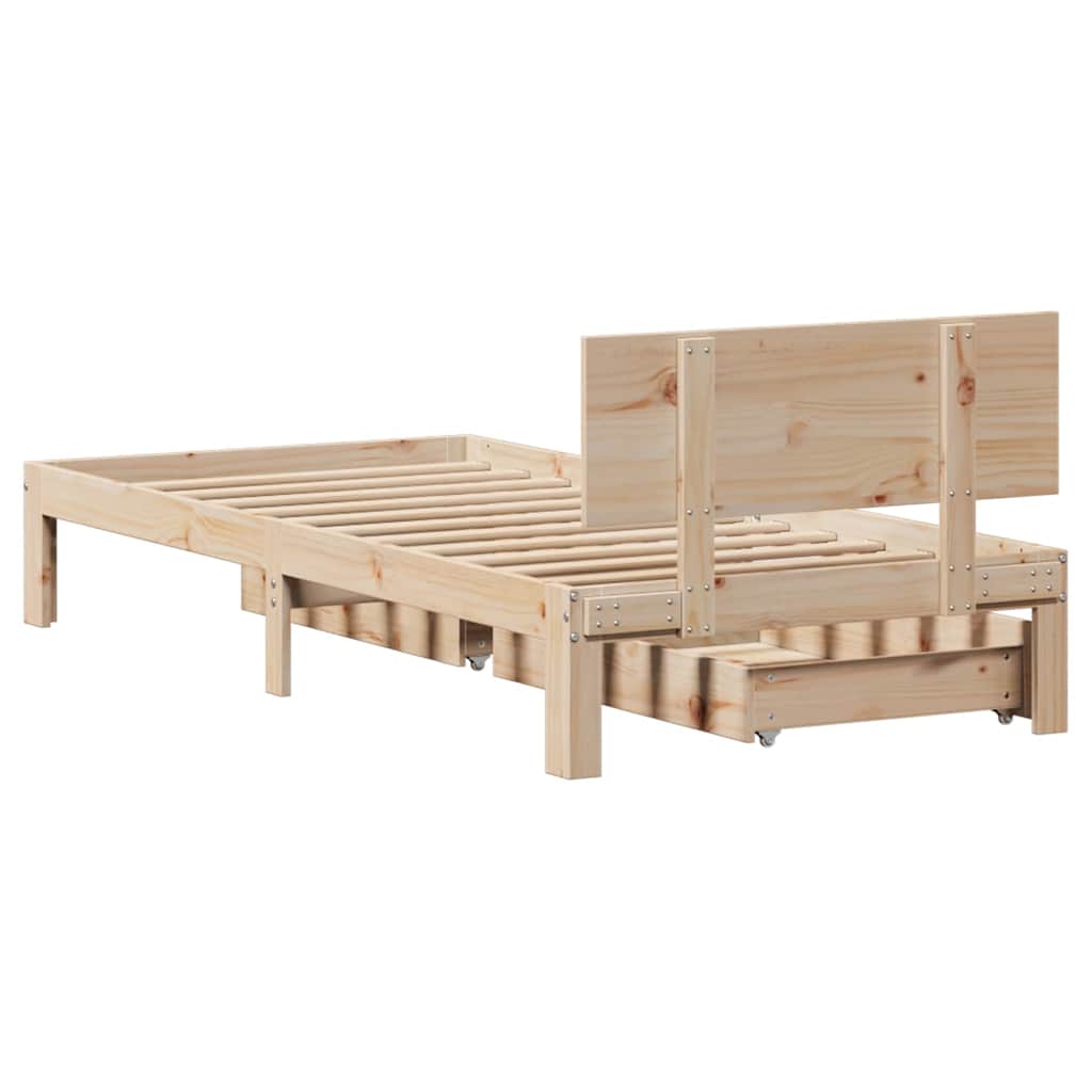 Bed Frame With Drawers Without Mattress 90X190 Cm Single