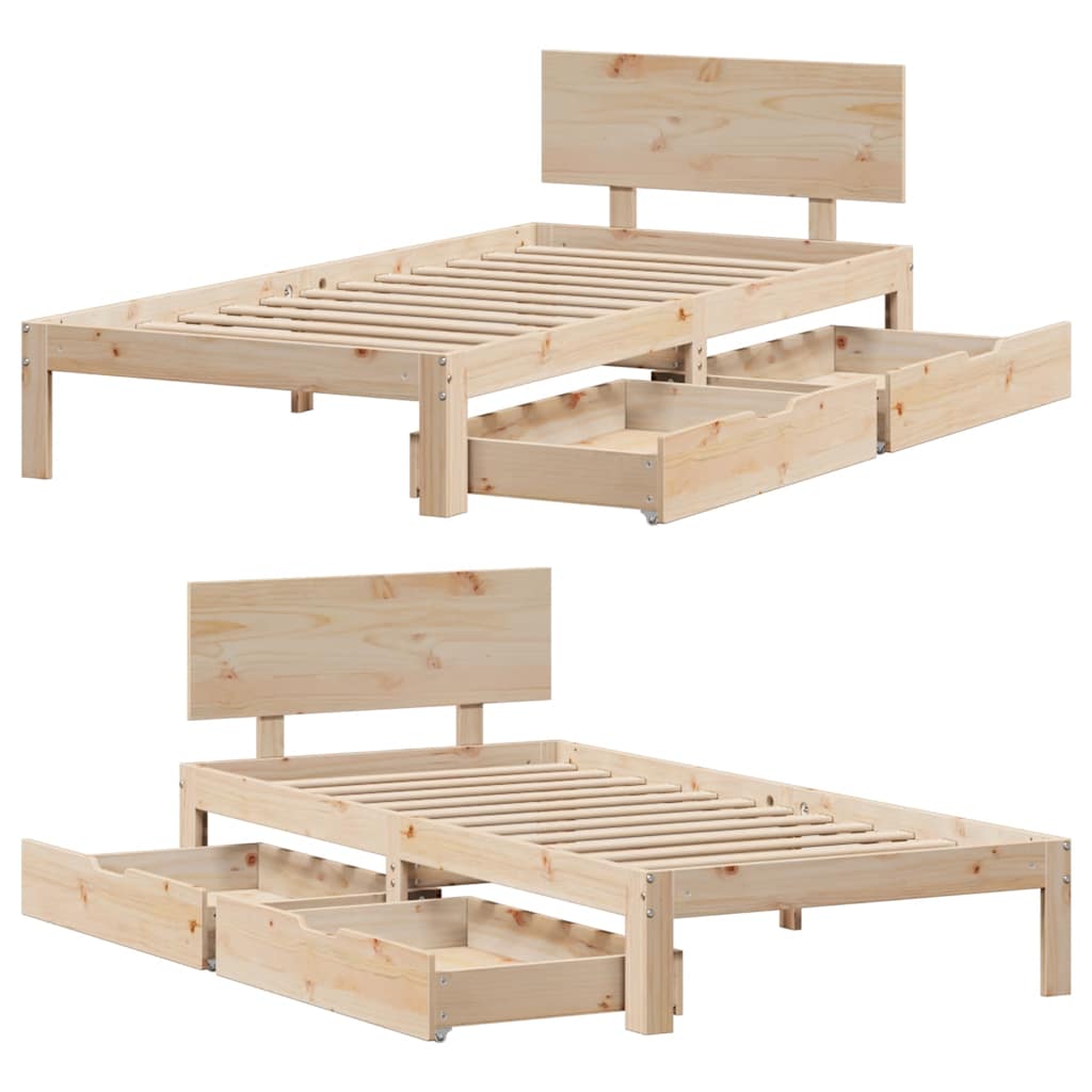 Bed Frame With Drawers Without Mattress 90X190 Cm Single