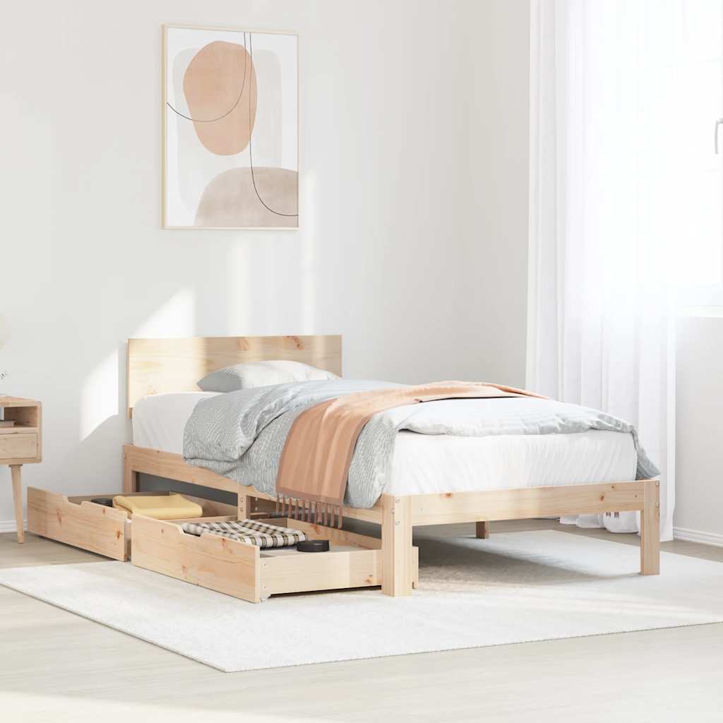 Bed Frame With Drawers Without Mattress 90X190 Cm Single