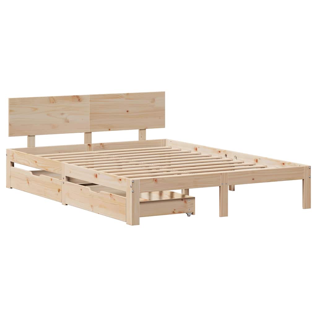 Bed Frame With Drawers Without Mattress 135X190 Cm Double