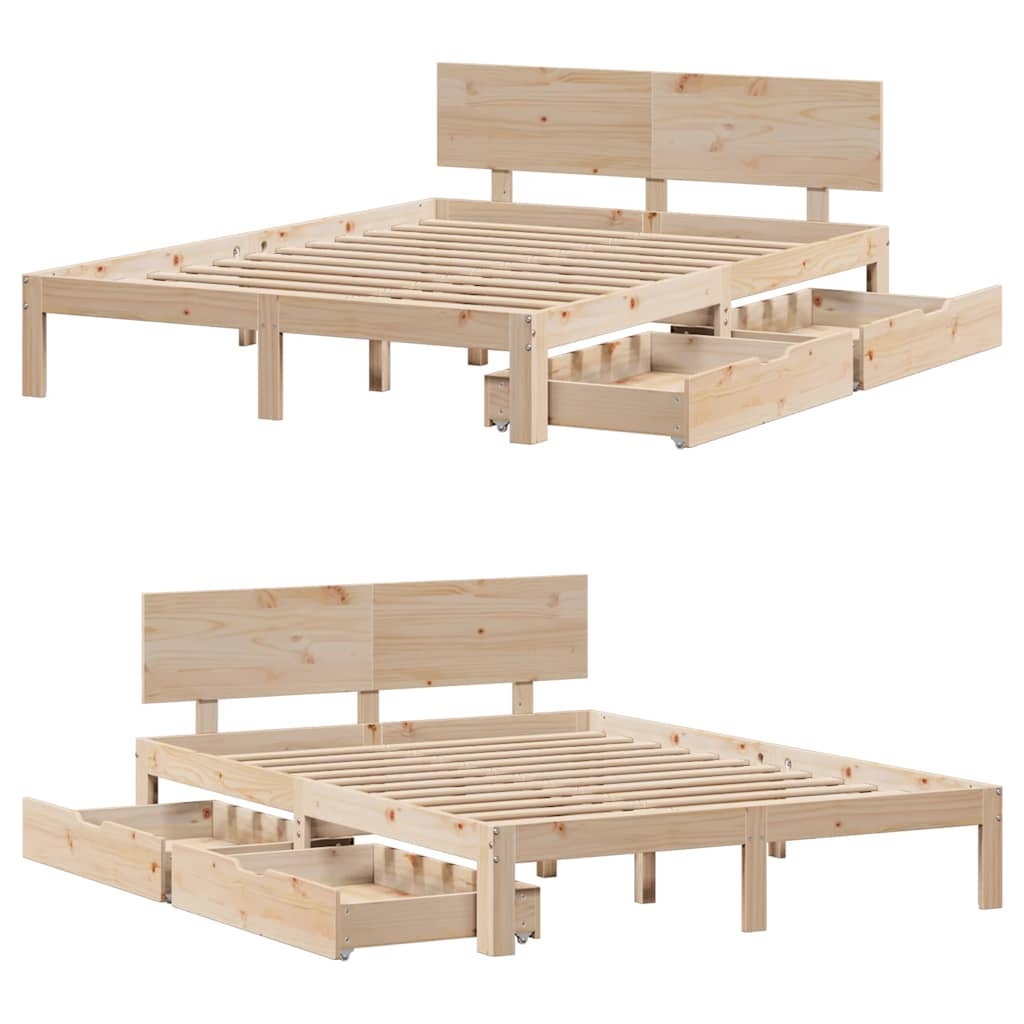 Bed Frame With Drawers Without Mattress 135X190 Cm Double