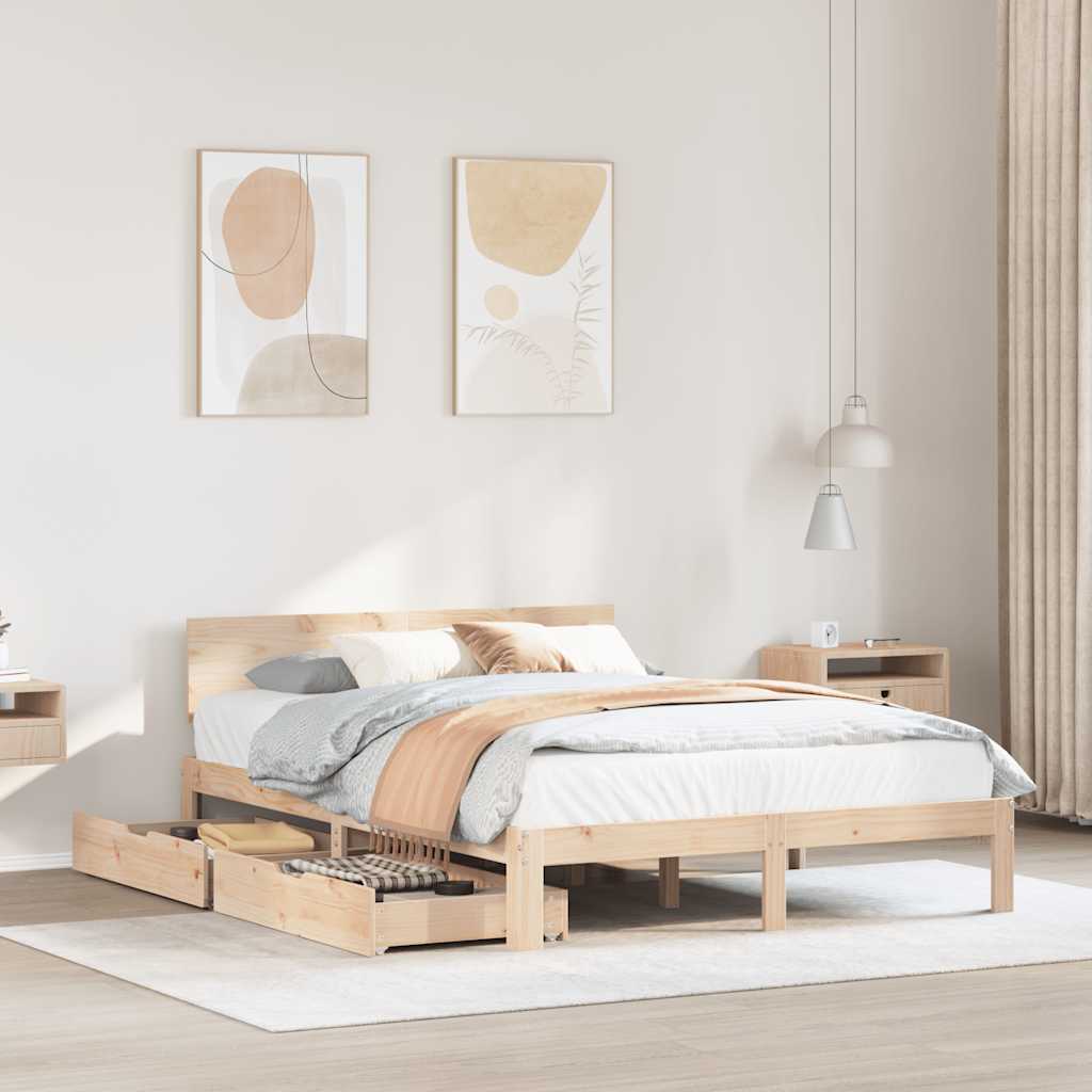 Bed Frame With Drawers Without Mattress 135X190 Cm Double