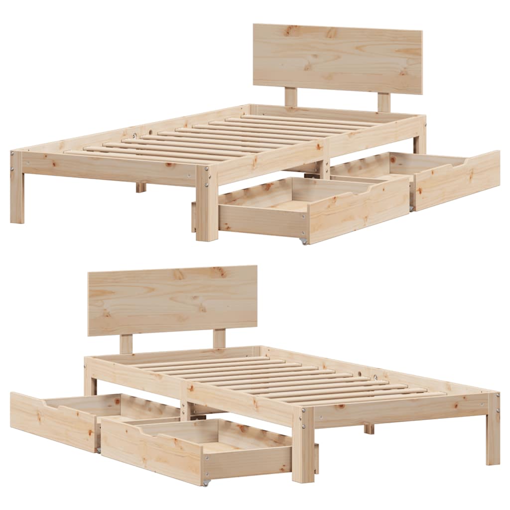 Bed Frame With Drawers Without Mattress 90X200 Cm