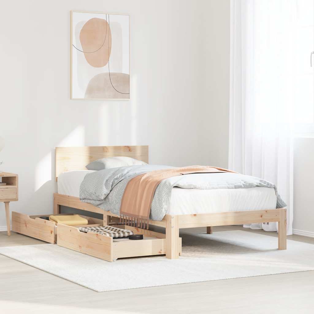 Bed Frame With Drawers Without Mattress 90X200 Cm