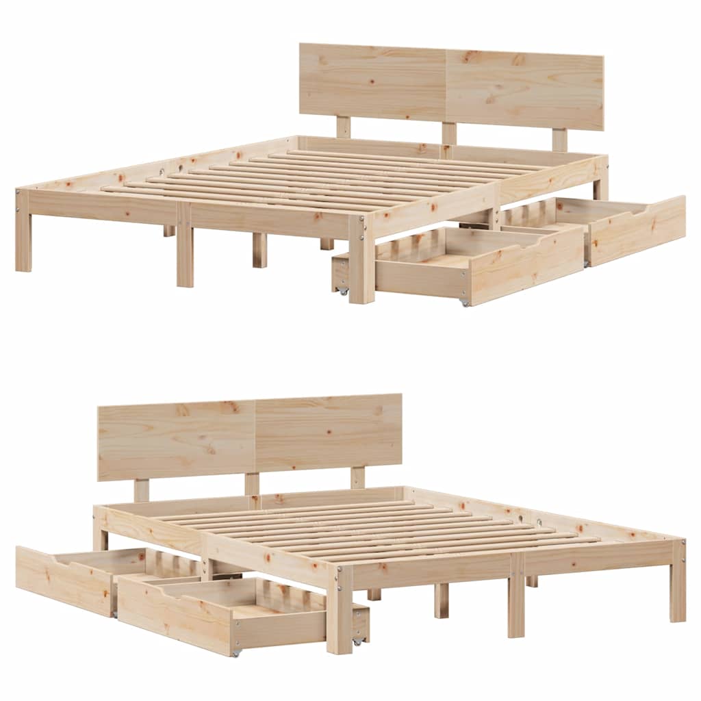 Bed Frame With Drawers Without Mattress 160X200 Cm