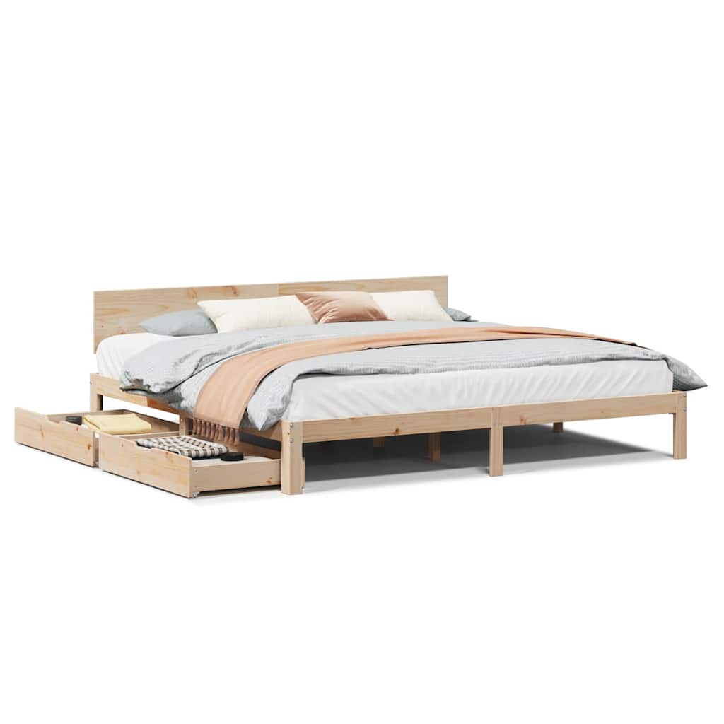 Bed Frame With Drawers Without Mattress 180X200 Cm Super King
