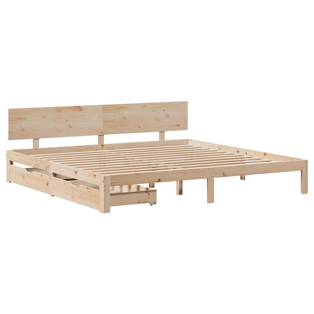 Bed Frame With Drawers Without Mattress 180X200 Cm Super King