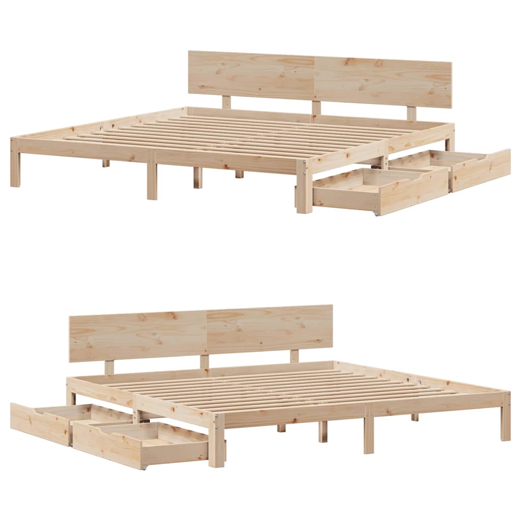 Bed Frame With Drawers Without Mattress 180X200 Cm Super King