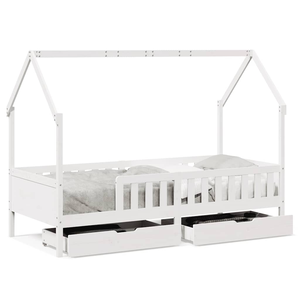 Kids Bed Frame With Drawers Without Mattress Solid Wood