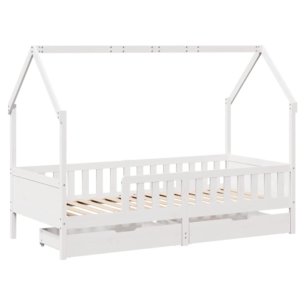 Kids Bed Frame With Drawers Without Mattress Solid Wood