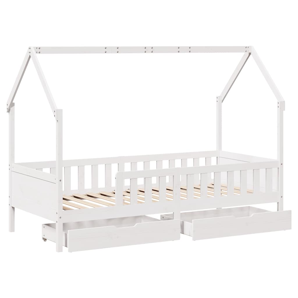 Kids Bed Frame With Drawers Without Mattress Solid Wood