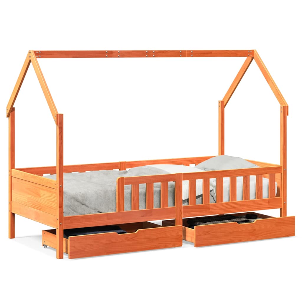 Kids Bed Frame With Drawers Without Mattress Solid Wood