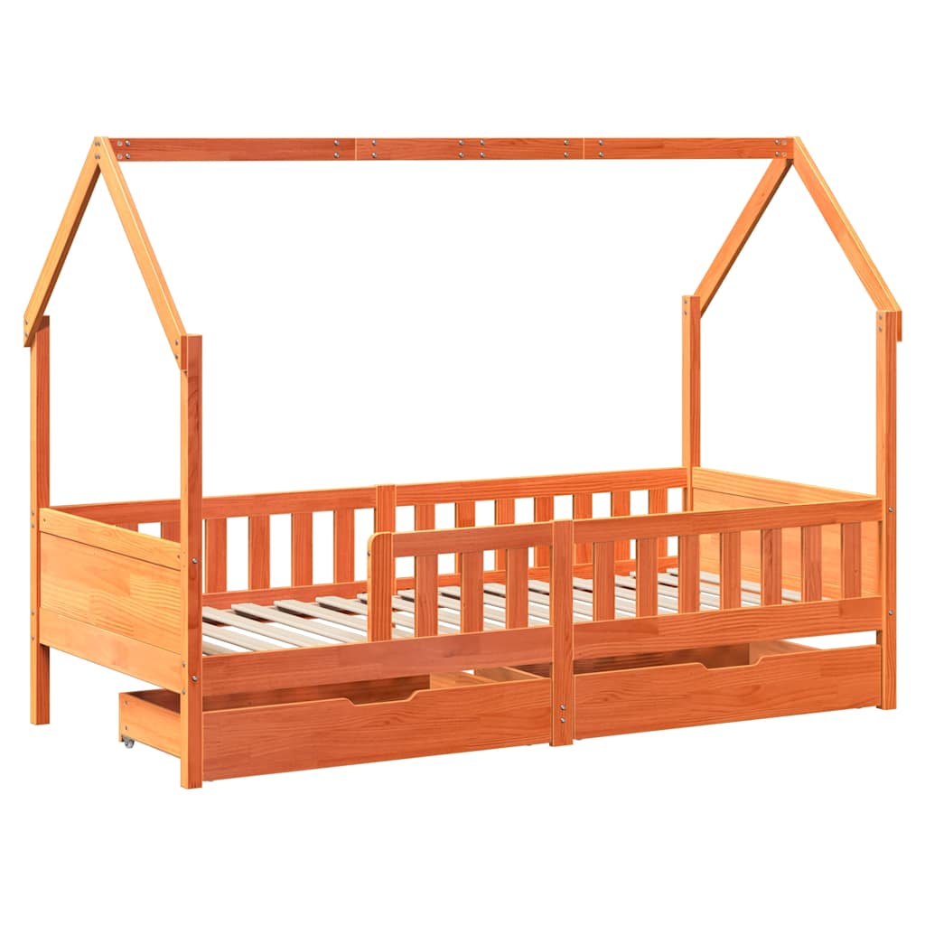 Kids Bed Frame With Drawers Without Mattress Solid Wood