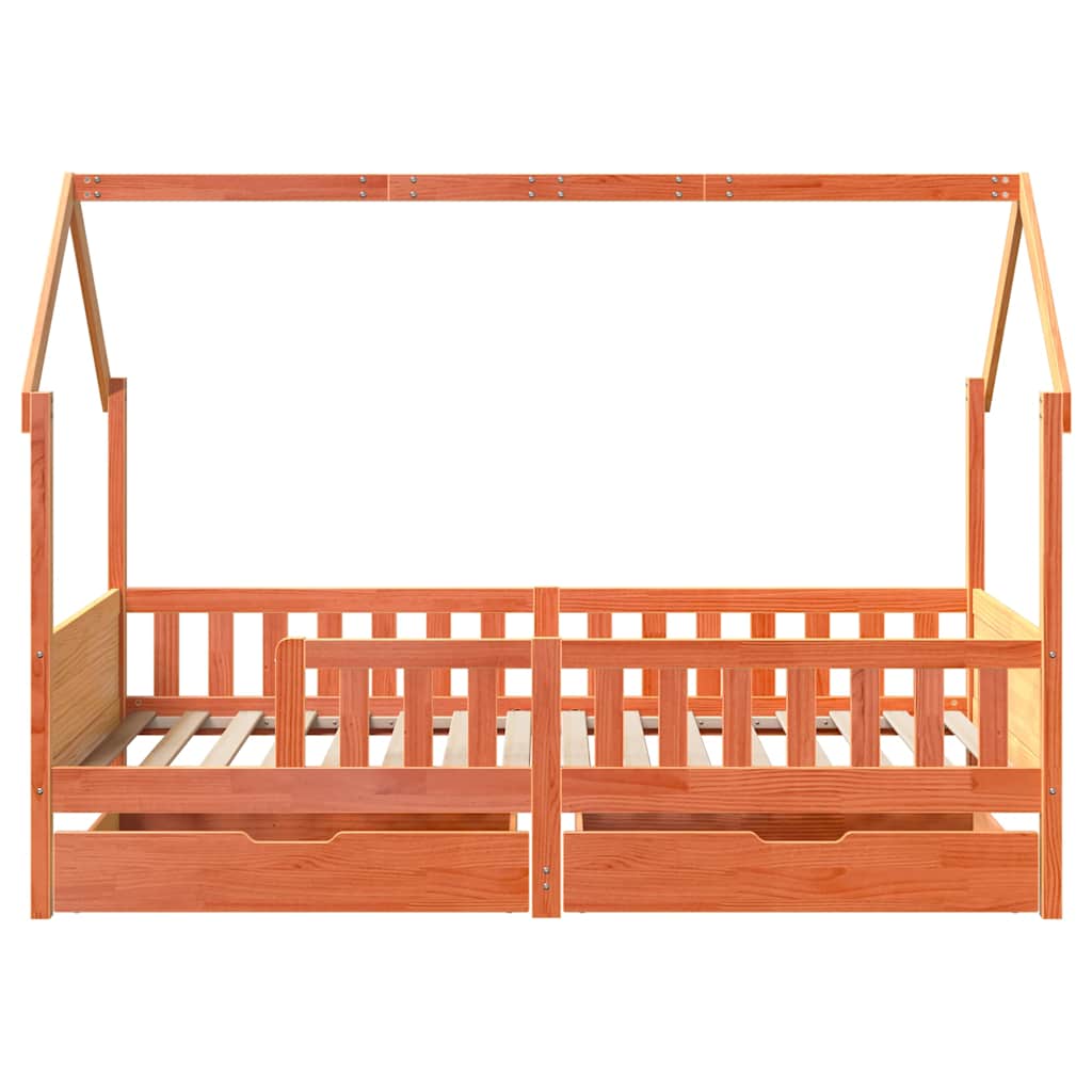 Kids Bed Frame With Drawers Without Mattress Solid Wood