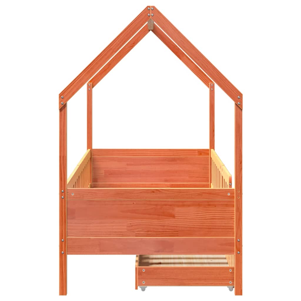 Kids Bed Frame With Drawers Without Mattress Solid Wood