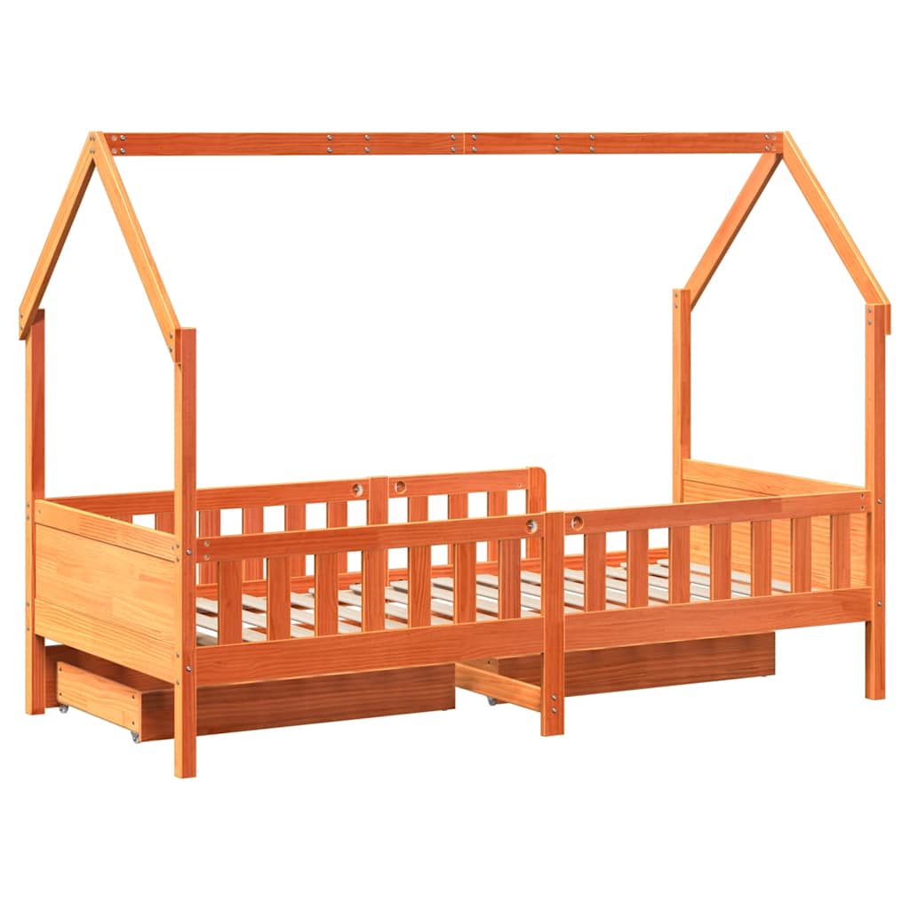 Kids Bed Frame With Drawers Without Mattress Solid Wood