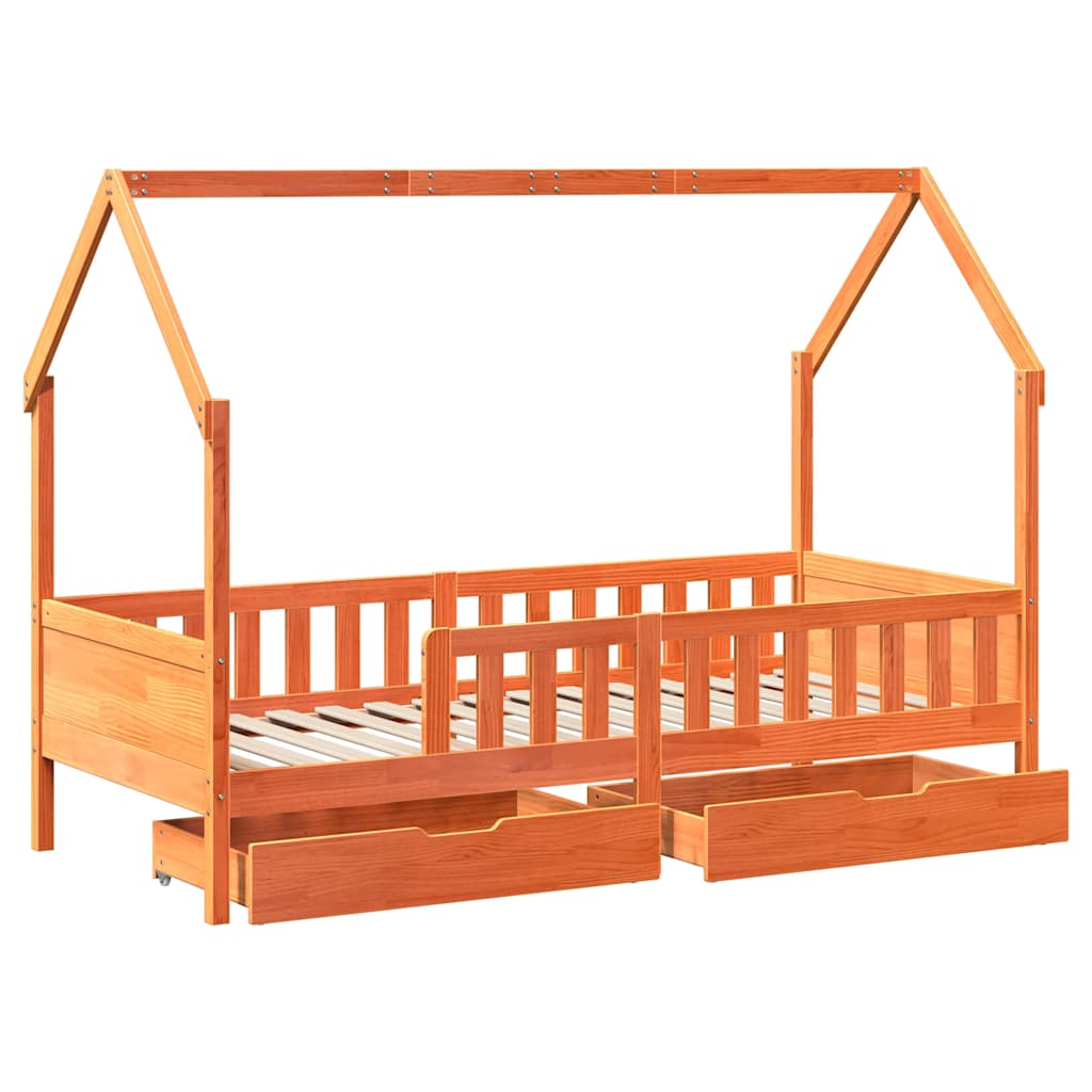 Kids Bed Frame With Drawers Without Mattress Solid Wood