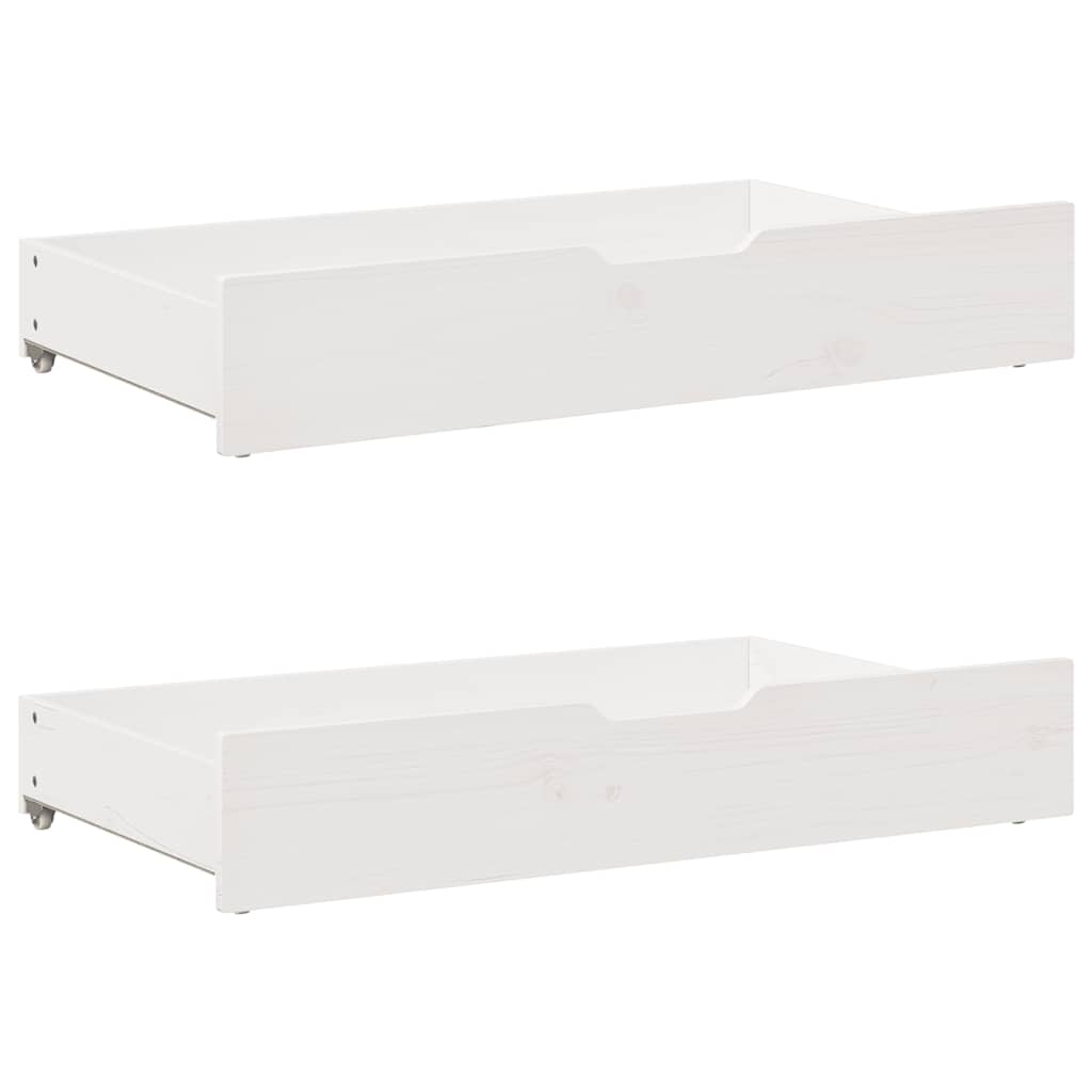 Bed Frame Single Solid Wood Day Drawers Storage No Mattress Natural White 193.5