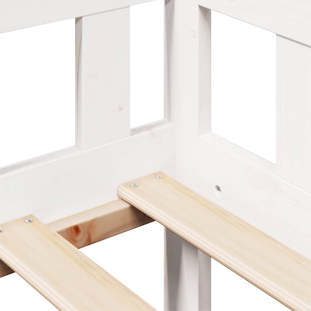 Bed Frame Single Solid Wood Day Drawers Storage No Mattress Natural White 193.5