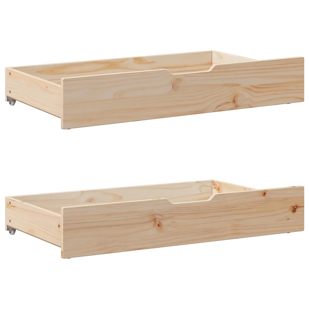 Bed Frame Single Solid Wood Day Drawers Storage No Mattress Natural White 193.5