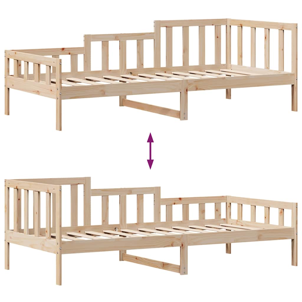 Bed Frame Single Solid Wood Day Drawers Storage No Mattress Natural White 193.5