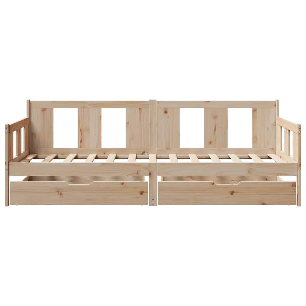 Bed Frame Single Day Drawers Solid Wood Guest No Mattress 90 x 190 cm 193.5 cm