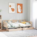 Bed Frame Single Day Drawers Solid Wood Guest No Mattress 90 x 190 cm 193.5 cm