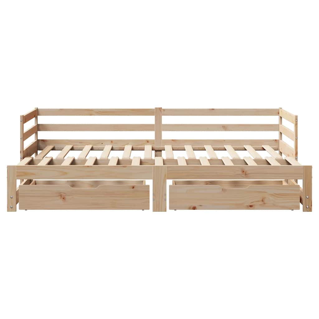 Bed Frame Single Day Trundle & Drawers 90x190cm Wooden Guest 193.5 cm