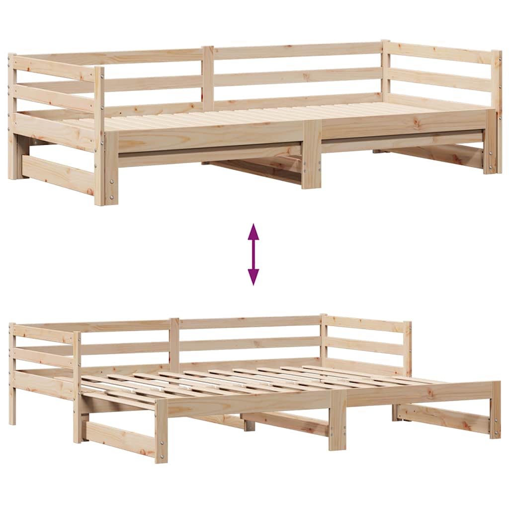 Bed Frame Single Day Trundle & Drawers 90x190cm Wooden Guest 193.5 cm