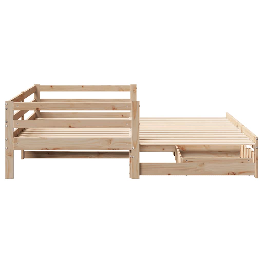 Bed Frame Single Day Trundle & Drawers 90x190cm Wooden Guest 193.5 cm