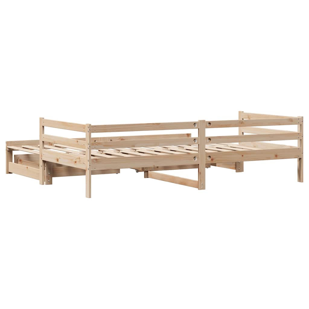 Bed Frame Single Day Trundle & Drawers 90x190cm Wooden Guest 193.5 cm