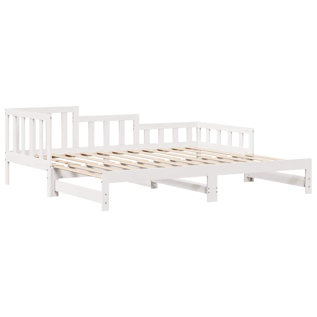 Bed Frame Single Day Trundle & Drawers Solid Wood No Mattress natural white 193.