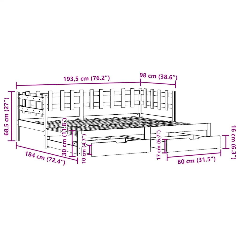 Daybed With Trundle And Drawers Without Mattress Single