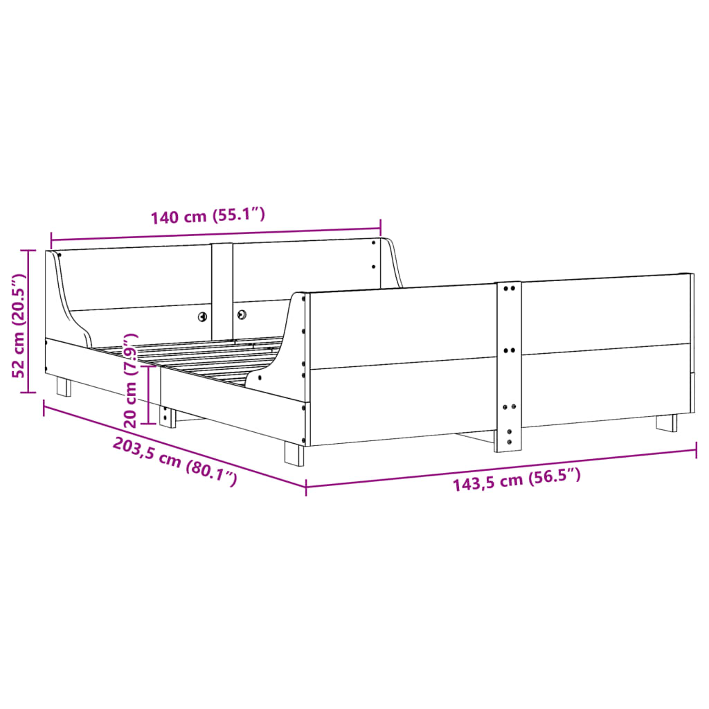 Bed Frame Without Mattress Solid Wood Pine