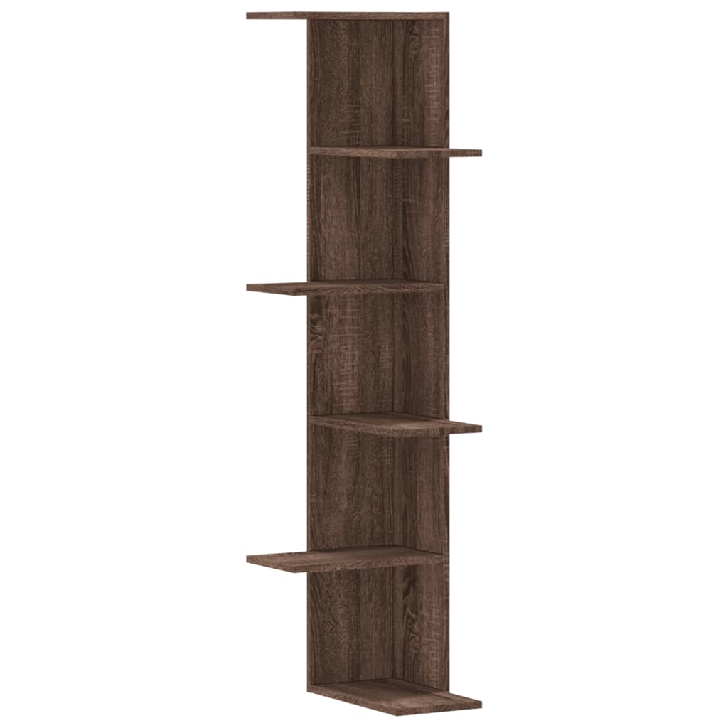 Wall Corner Shelf 36.5X36.5X140 Cm Engineered Wood