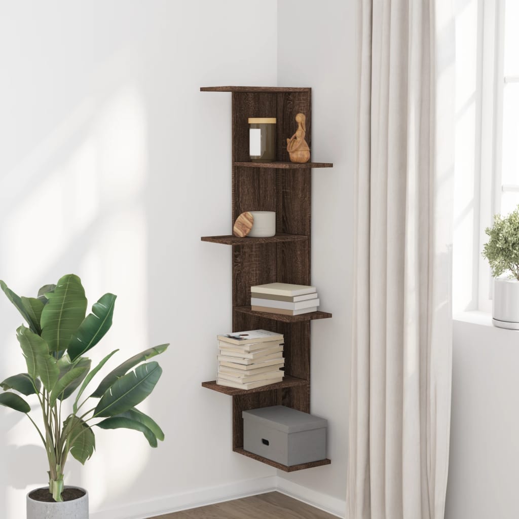 Wall Corner Shelf 36.5X36.5X140 Cm Engineered Wood