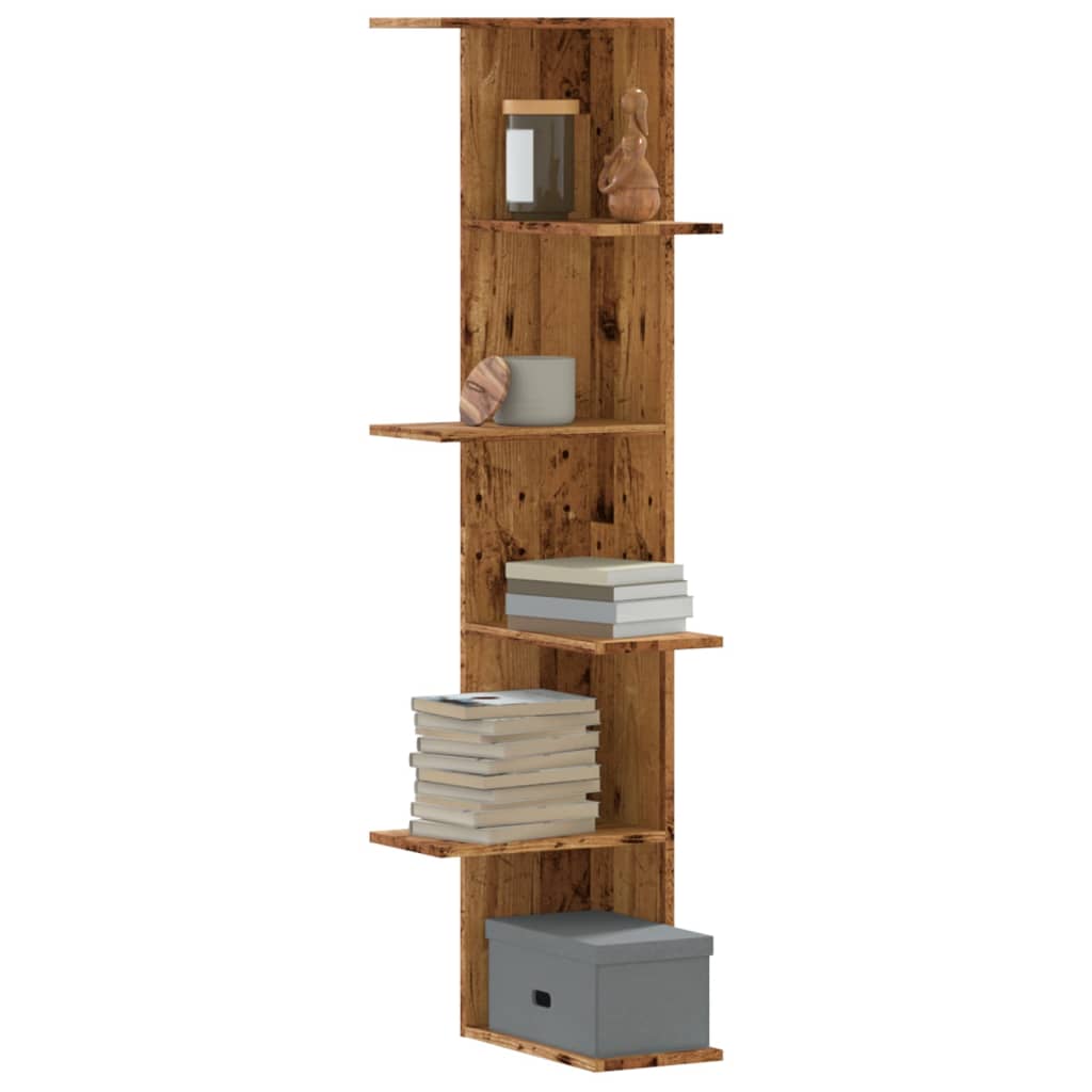 Wall Corner Shelf 36.5X36.5X140 Cm Engineered Wood