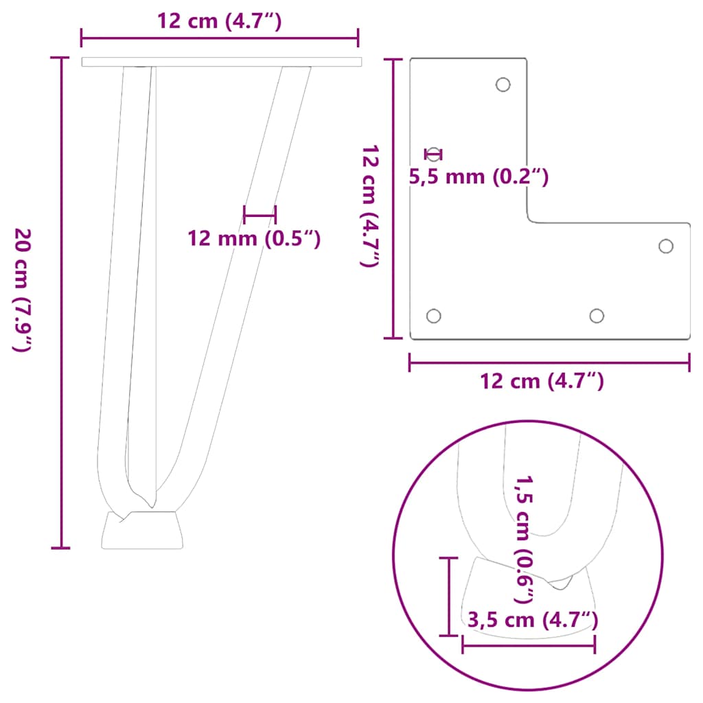 Hairpin Legs For Coffee Table 4 Pcs Solid Steel