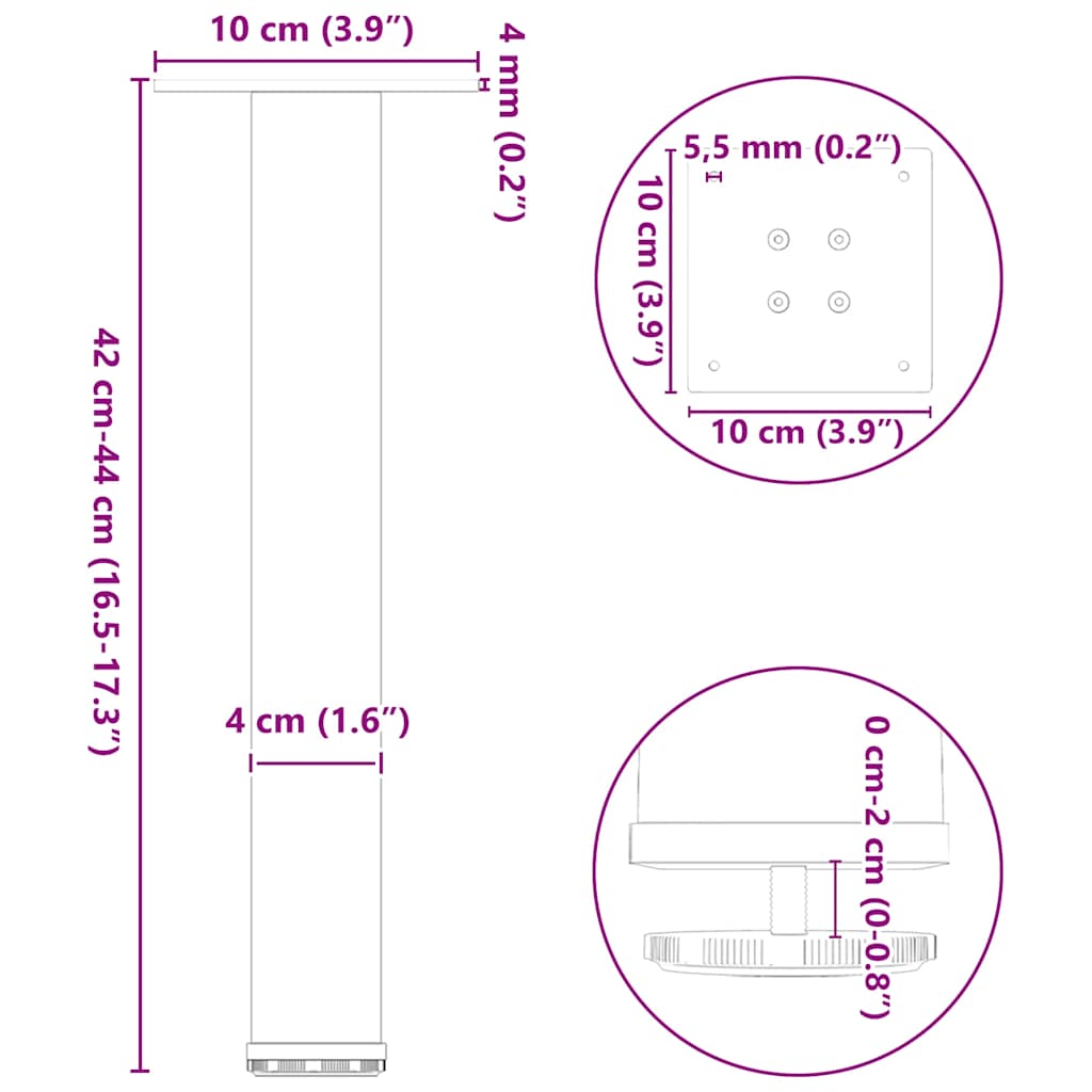 Coffee Table Legs 4 Pcs 42-44 Cm Steel