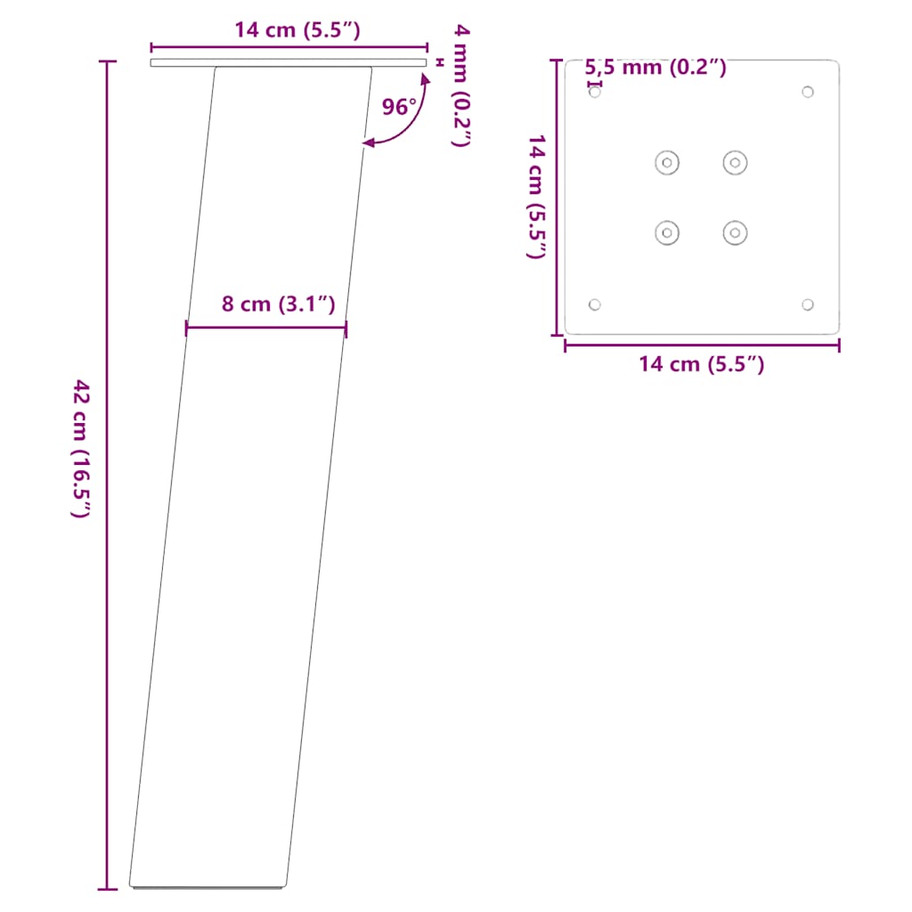 Coffee Table Legs 4 Pcs 42 Cm Steel