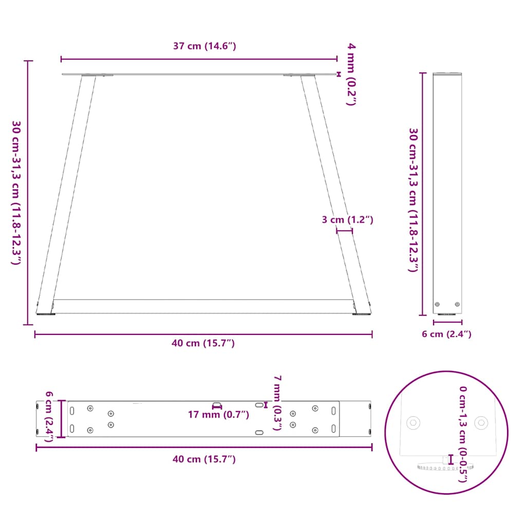 Coffee Table Legs V-Shape 2 Pcs Steel